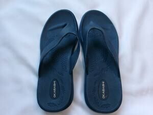 Okabashi Women's Flip Flop Sandals Navy Comfort Massage M/L 8-9 USA